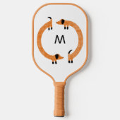 Raquette De Pickleball Monogramme de chien de saucisse Dachshund (Verso)