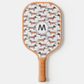Raquette De Pickleball Monogramme de chien de saucisse Dachshund (Recto)