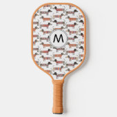 Raquette De Pickleball Monogramme de chien de saucisse Dachshund (Verso)