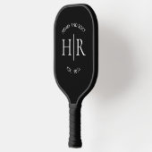 Raquette De Pickleball Monogramme de couples surveillé noir (Gauche)