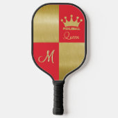 Raquette De Pickleball Monogramme de couronne or rouge Queen Glam (Verso)