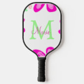 Raquette De Pickleball monogramme de fleur rose ajouter nom lettre feuill (Verso)