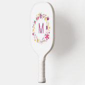 Raquette De Pickleball Monogramme de fleurs d'aquarelle moderne (Gauche)