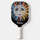 Raquette De Pickleball Monogramme de la lune céleste moderne (Verso)
