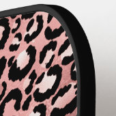 Raquette De Pickleball Monogramme de léopard ombre Rose noir fille (Détail gauche)