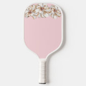 Raquette De Pickleball Monogramme de Magnolia rose personnalisé (Verso)