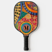 Raquette De Pickleball Monogramme de Motif de Patchwork Abstrait moderne (Recto)