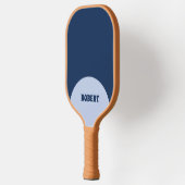 Raquette De Pickleball Monogramme de nom bleu moderne (Gauche)