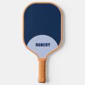 Raquette De Pickleball Monogramme de nom bleu moderne (Verso)