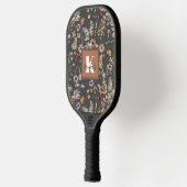 Raquette De Pickleball Monogramme de nom floral moderne (Gauche)