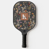 Raquette De Pickleball Monogramme de nom floral moderne (Verso)