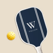 Raquette De Pickleball Monogramme de nom initial bleu et blanc moderne