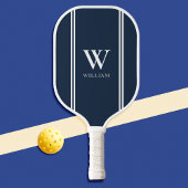 Raquette De Pickleball Monogramme de nom initial bleu et blanc moderne