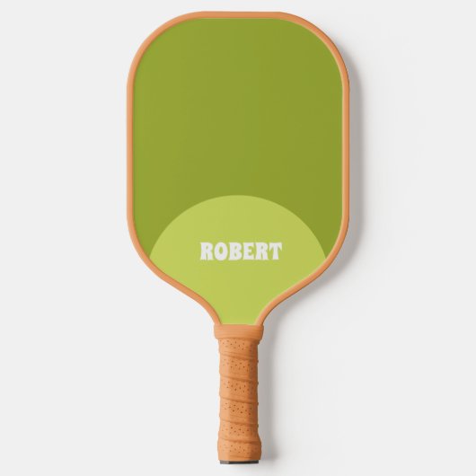 Raquette De Pickleball Monogramme de nom moderne vert et blanc (Recto)