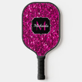 Raquette De Pickleball Monogramme de parties scintillant étincelante rose (Recto)