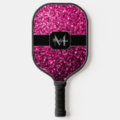 Raquette De Pickleball Monogramme de parties scintillant rose chaud (Recto)