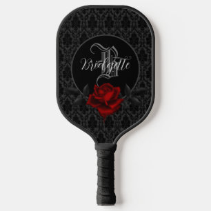 Raquette De Pickleball Monogramme de rose sanglante gothique
