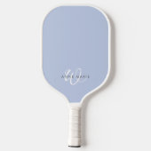 Raquette De Pickleball Monogramme de script bleu blanc minimal (Verso)