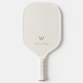 Raquette De Pickleball Monogramme de script d'or ivoire moderne (Recto)