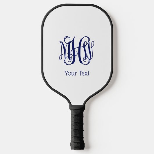 Raquette De Pickleball Monogramme de script Navy Vine DIY BG (Recto)