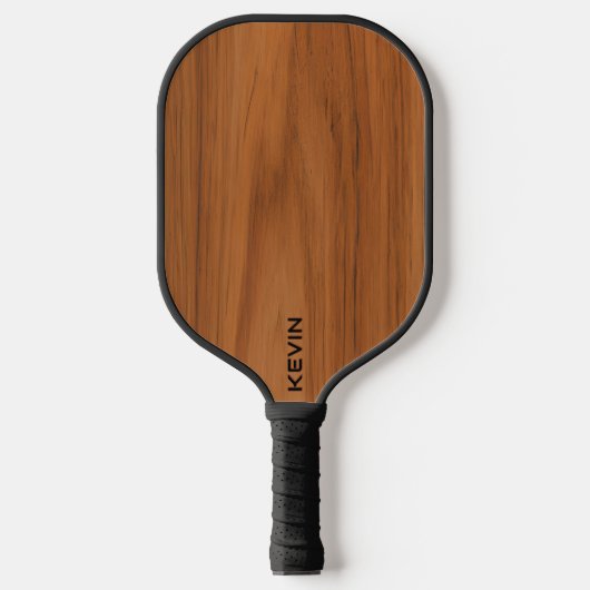 Raquette De Pickleball Monogramme de texture de bois marron (Recto)