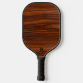 Raquette De Pickleball Monogramme de texture en bois d'acajou Brown (Verso)
