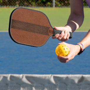 Raquette De Pickleball Monogramme de texture en cuir Brown à deux tons