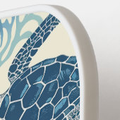 Raquette De Pickleball Monogramme de tortues marines bleues et crémeuses (Détail gauche)