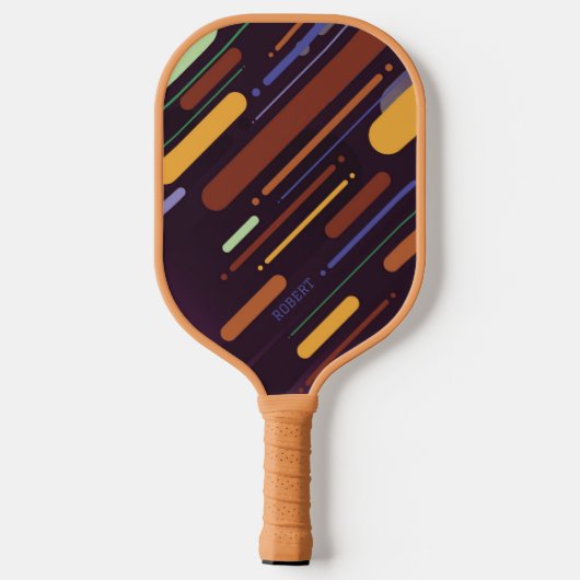 Raquette De Pickleball monogramme des lignes diagonales modernes Abstrait (Verso)