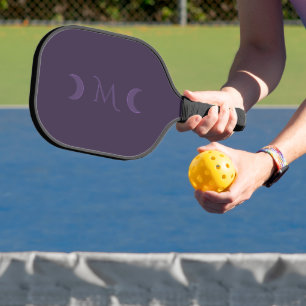 Raquette De Pickleball Monogramme des lunes de croissant de violet poussi