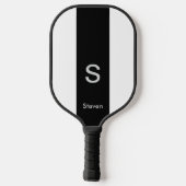 Raquette De Pickleball Monogramme deux tons moderne noir et blanc (Verso)
