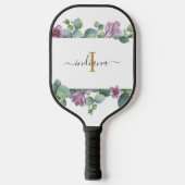 Raquette De Pickleball Monogramme écriture Eucalyptus Verdure Violet (Recto)