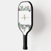 Raquette De Pickleball Monogramme écriture Eucalyptus Verdure Violet (Gauche)