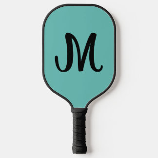 RAQUETTE DE PICKLEBALL MONOGRAMME ÉLÉGANT SCRIPT BLEU PICKLEBALL PADDLE