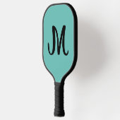 RAQUETTE DE PICKLEBALL MONOGRAMME ÉLÉGANT SCRIPT BLEU PICKLEBALL PADDLE (Gauche)
