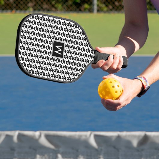 Raquette De Pickleball Monogramme Empreinte de patte maman chien (Insitu)