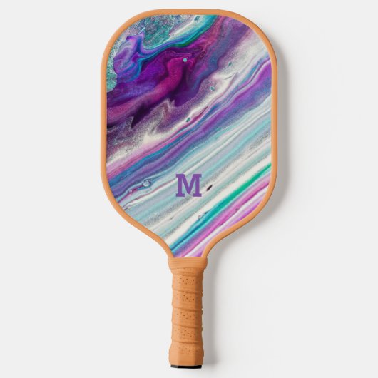 Raquette De Pickleball Monogramme en marbre coloré (Verso)