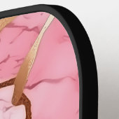 Raquette De Pickleball Monogramme en marbre d'encre rose pâle (Détail gauche)