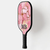 Raquette De Pickleball Monogramme en marbre d'encre rose pâle (Gauche)