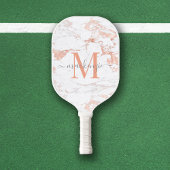 Raquette De Pickleball Monogramme en marbre or Rose de luxe