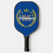 Raquette De Pickleball Monogramme et nom de la couronne de victoire BlueB (Recto)