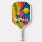 Raquette De Pickleball Monogramme et nom de Rainbow Wave Pickleball (Recto)