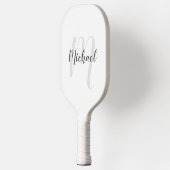 Raquette De Pickleball Monogramme et nom de script moderne personnalisé (Gauche)