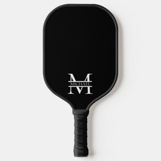 Raquette De Pickleball Monogramme et nom élégants personnalisés (Recto)