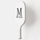 Raquette De Pickleball Monogramme et nom personnalisés classiques (Gauche)