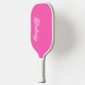 Raquette De Pickleball Monogramme et nom personnalisés Hot Pink moderne (Gauche)