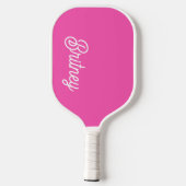 Raquette De Pickleball Monogramme et nom personnalisés Hot Pink moderne (Verso)