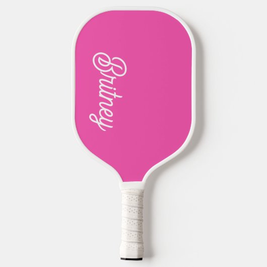 Raquette De Pickleball Monogramme et nom personnalisés Hot Pink moderne (Verso)
