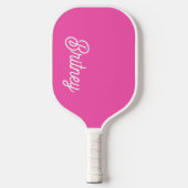 Raquette De Pickleball Monogramme et nom personnalisés Hot Pink moderne (Recto)