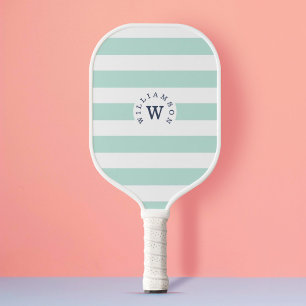 Raquette De Pickleball Monogramme et nom personnalisés minimaux à bande b
